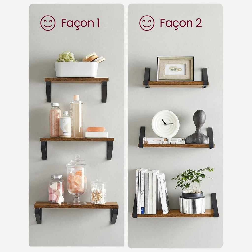 Deux façons de poser les étagères VASAGLE : supports en dessous ou au-dessus du plateau