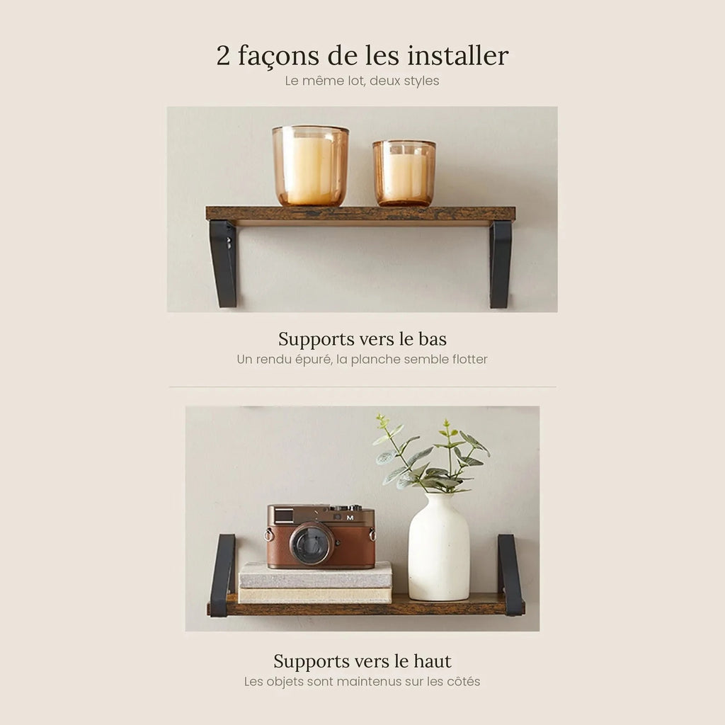 Les 2 modes de montage des étagères VASAGLE : supports vers le bas ou vers le haut